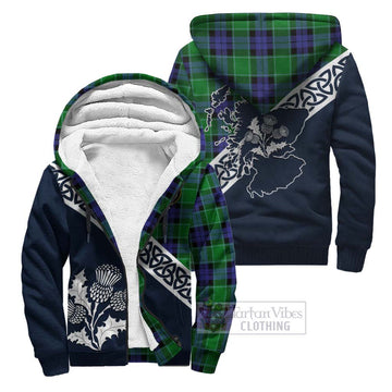 Monteith Tartan Sherpa Hoodie Featuring Thistle and Scotland Map