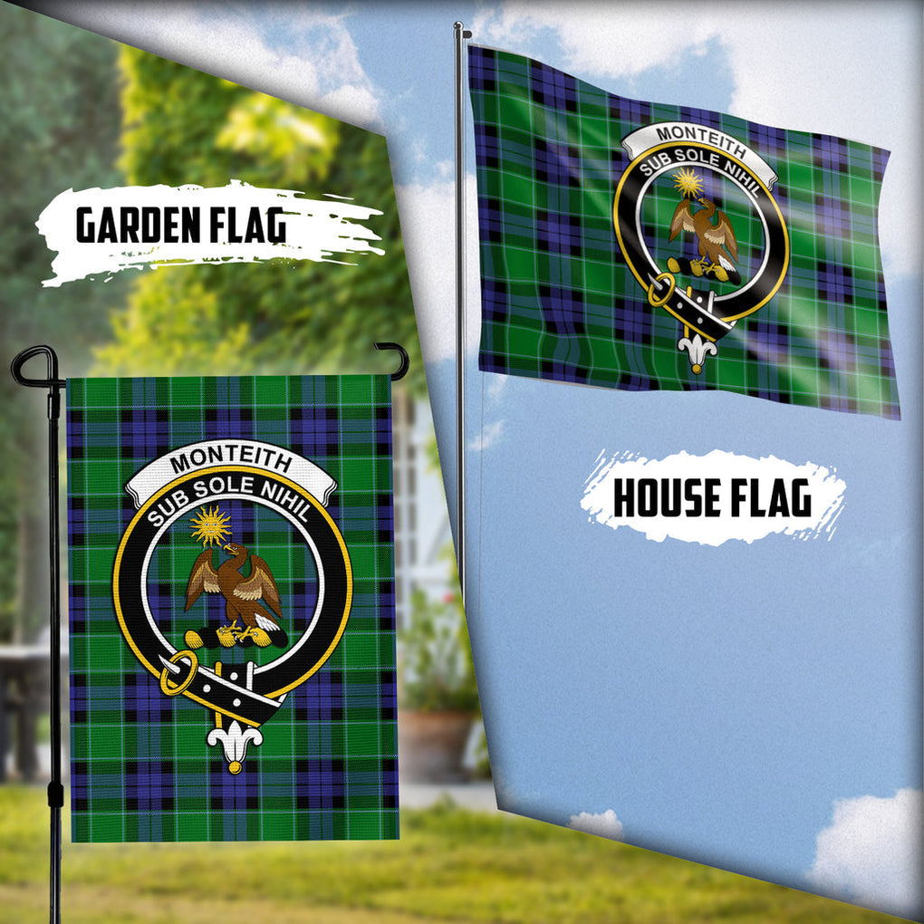 Monteith Tartan Flag with Family Crest Garden Flag (Vertical) - Tartan Vibes Clothing