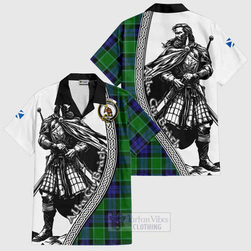 Monteith Tartan Clan Crest Hawaiian Shirt with Highlander Warrior Celtic Style Kid - Tartan Vibes Clothing