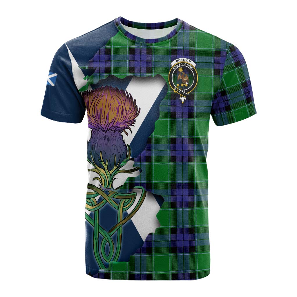 Monteith Tartan Family Crest Cotton T-shirt Scottish Thistle Celtic Inspired Kid's Shirt - Tartan Vibes Clothing