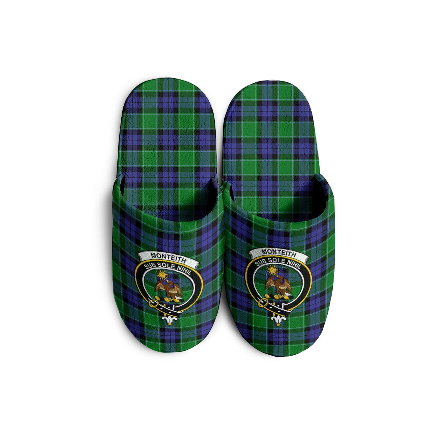 Monteith Tartan Home Slippers with Family Crest KIDS - Tartan Vibes Clothing