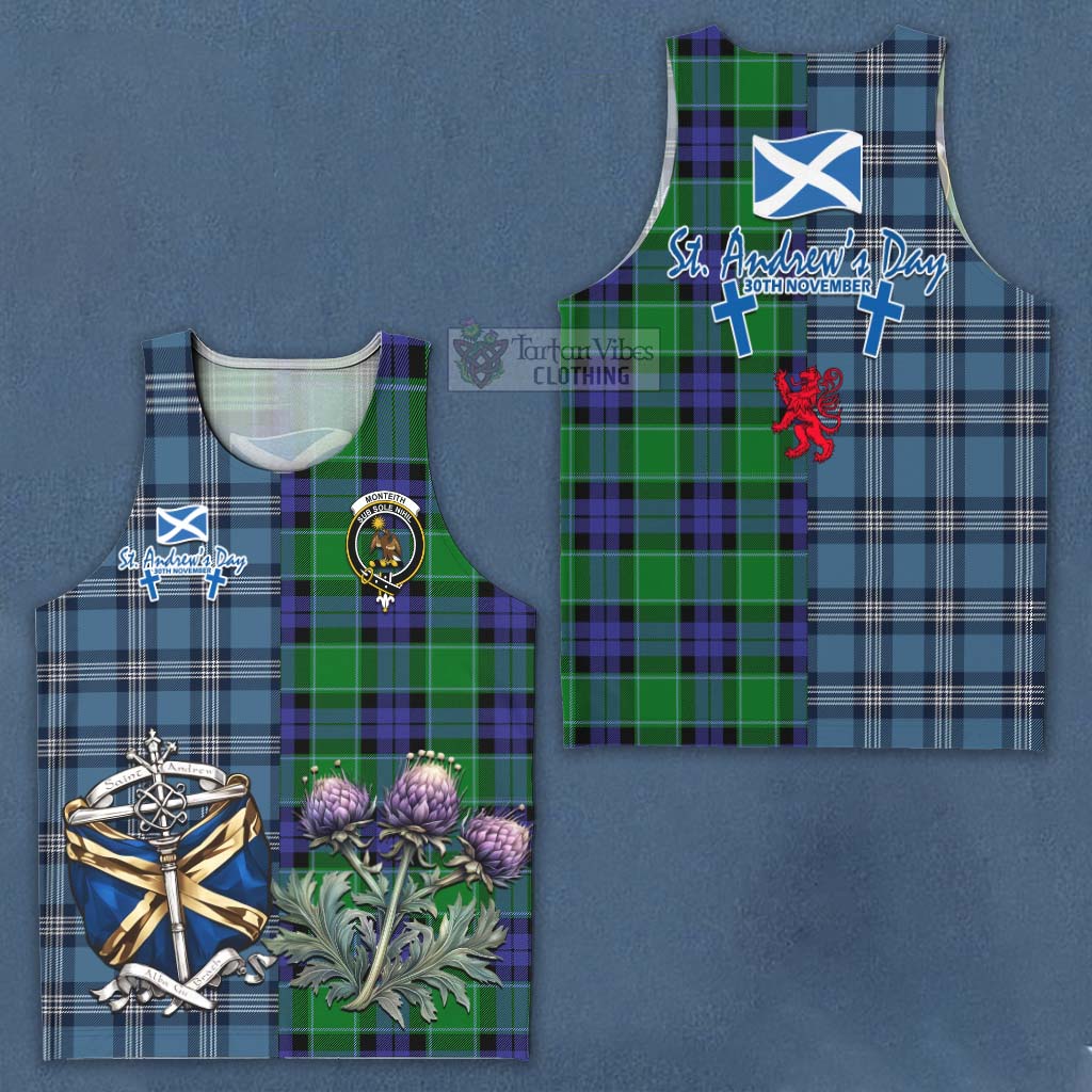 Tartan Vibes Clothing Monteith Tartan Men's Tank Top Happy St. Andrew's Day Half Tartan Style