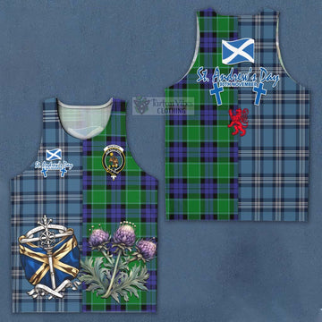 Monteith Tartan Men's Tank Top Happy St. Andrew's Day Half Tartan Style