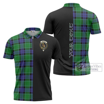 Monteith Tartan Zipper Polo Shirt with Family Crest and Half Of Me Style Unisex - Tartan Vibes Clothing