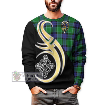 Monteith Tartan Sweatshirt with Family Crest and Celtic Symbol Style