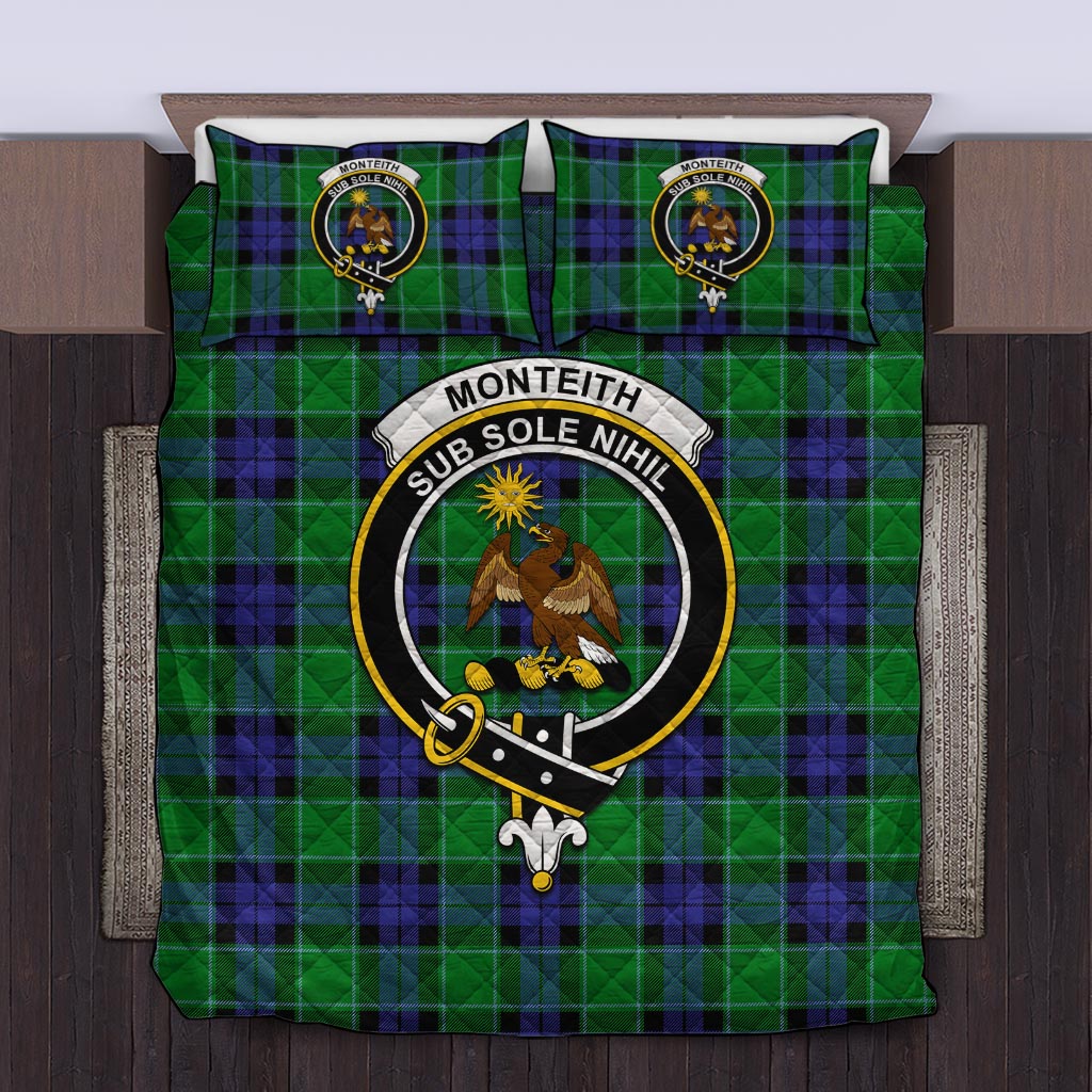 Monteith Tartan Quilt Bed Set with Family Crest Twin - Tartan Vibes Clothing