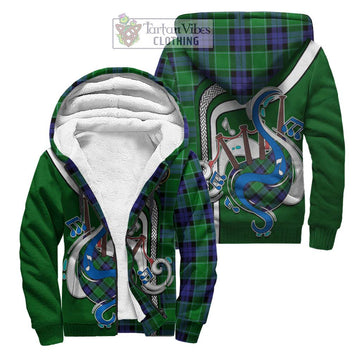 Monteith Tartan Sherpa Hoodie with Epic Bagpipe Style