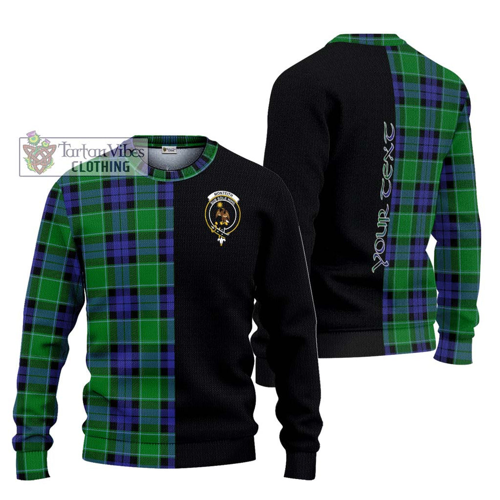 Monteith Tartan Knitted Sweater with Family Crest and Half Of Me Style Unisex - Tartanvibesclothing Shop