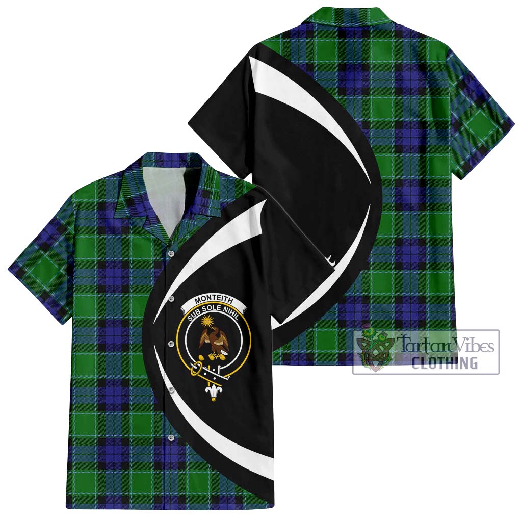 Monteith Tartan Hawaiian Shirt with Family Crest Circle Style Kid - Tartan Vibes Clothing