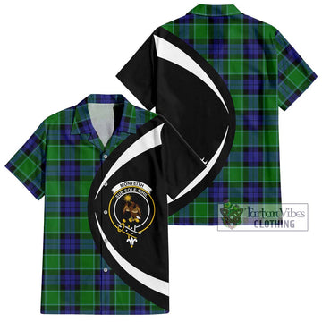 Monteith Tartan Hawaiian Shirt with Family Crest Circle Style Kid - Tartan Vibes Clothing