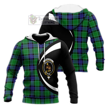 Monteith Tartan Knitted Hoodie with Family Crest Circle Style