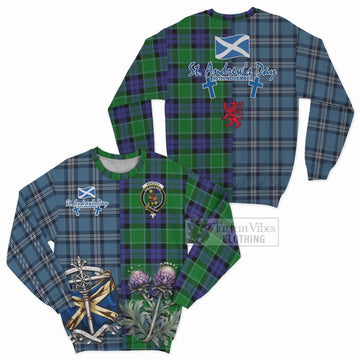 Monteith Tartan Sweatshirt Happy St. Andrew's Day Half Tartan Style Unisex - Tartan Vibes Clothing