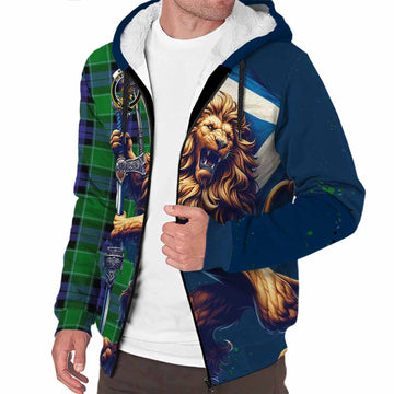 Monteith Tartan Family Crest Sherpa Hoodie with Scottish Majestic Lion Unisex S - Tartan Vibes Clothing