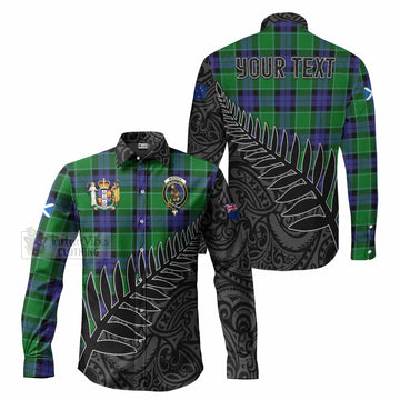 Monteith Crest Tartan Long Sleeve Button Shirt with New Zealand Silver Fern Half Style