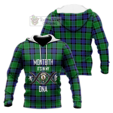 Monteith Tartan Knitted Hoodie with Family Crest DNA In Me Style