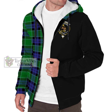 Monteith Tartan Sherpa Hoodie with Family Crest and Half Of Me Style