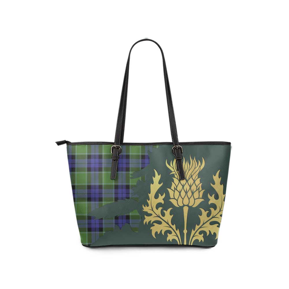 Monteith Tartan Leather Tote Bag Gold Thistle Style - Tartan Vibes Clothing