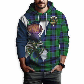 Monteith Tartan Family Crest Hoodie Scottish Thistle Celtic Inspired Pullover Hoodie - Tartan Vibes Clothing
