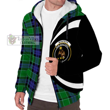 Monteith Tartan Sherpa Hoodie with Family Crest Circle Style