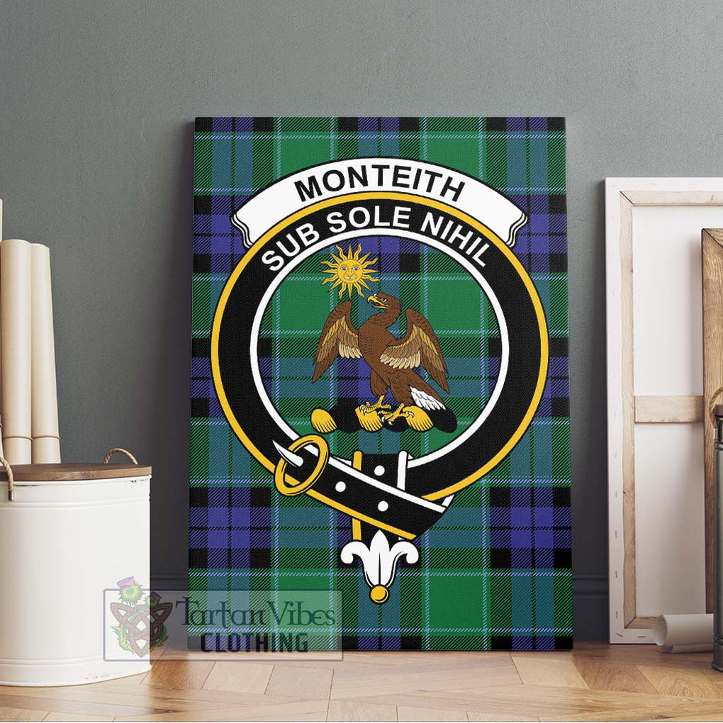 Monteith Tartan Canvas Print Wall Art with Family Crest Without Frame - Tartan Vibes Clothing