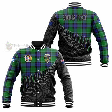 Monteith Crest Tartan Baseball Jacket with New Zealand Silver Fern Half Style Unisex - Tartan Vibes Clothing