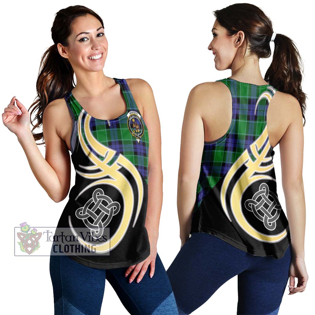 Monteith Tartan Women's Racerback Tanks with Family Crest and Celtic Symbol Style 4XL - Tartan Vibes Clothing