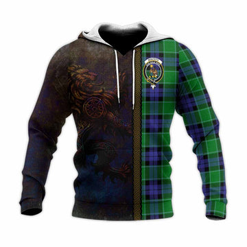 Monteith Tartan Family Crest Knitted Hoodie Alba Gu Brath Be Brave Lion Ancient Style Unisex Knitted Pullover Hoodie - Tartan Vibes Clothing