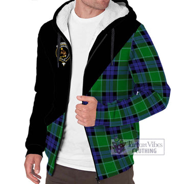 Monteith Tartan Sherpa Hoodie with Family Crest and Military Logo Style