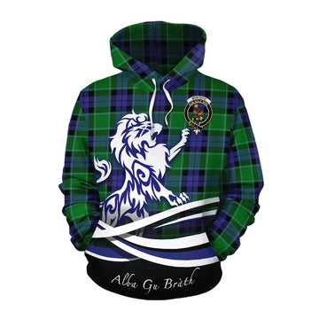 Monteith Tartan Cotton Hoodie with Alba Gu Brath Regal Lion Emblem Pullover Hoodie XS - Tartan Vibes Clothing