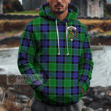 Monteith Tartan Cotton Hoodie with Family Crest Zip Hoodie - Tartan Vibes Clothing