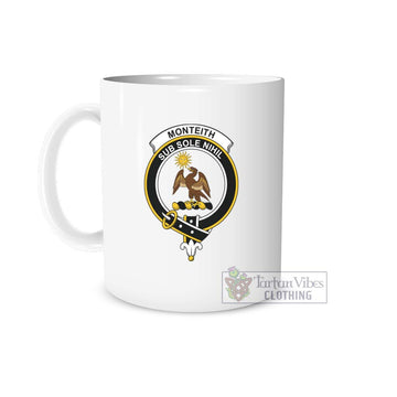 Monteith Family Crest Ceramic Mug White - 2D-tartanvibesclothing