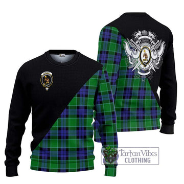 Monteith Tartan Ugly Sweater with Family Crest and Military Logo Style