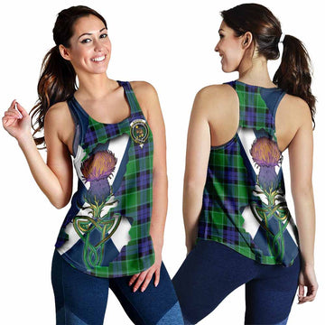 Monteith Tartan Family Crest Women's Racerback Tanks Scottish Thistle Celtic Inspired 4XL - Tartan Vibes Clothing