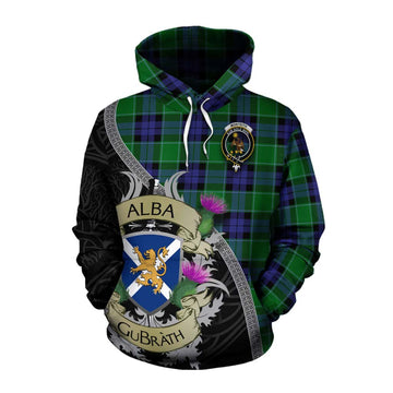 Monteith Tartan Family Crest Cotton Hoodie Lion Rampant Royal Thistle Shield Celtic Inspired Pullover Hoodie XS - Tartan Vibes Clothing
