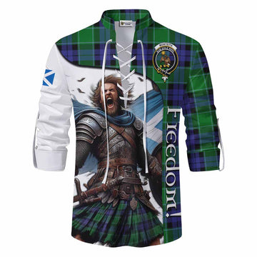 Monteith Crest Tartan Ghillie Kilt Shirt Inspired by the Freedom of Scottish Warrior