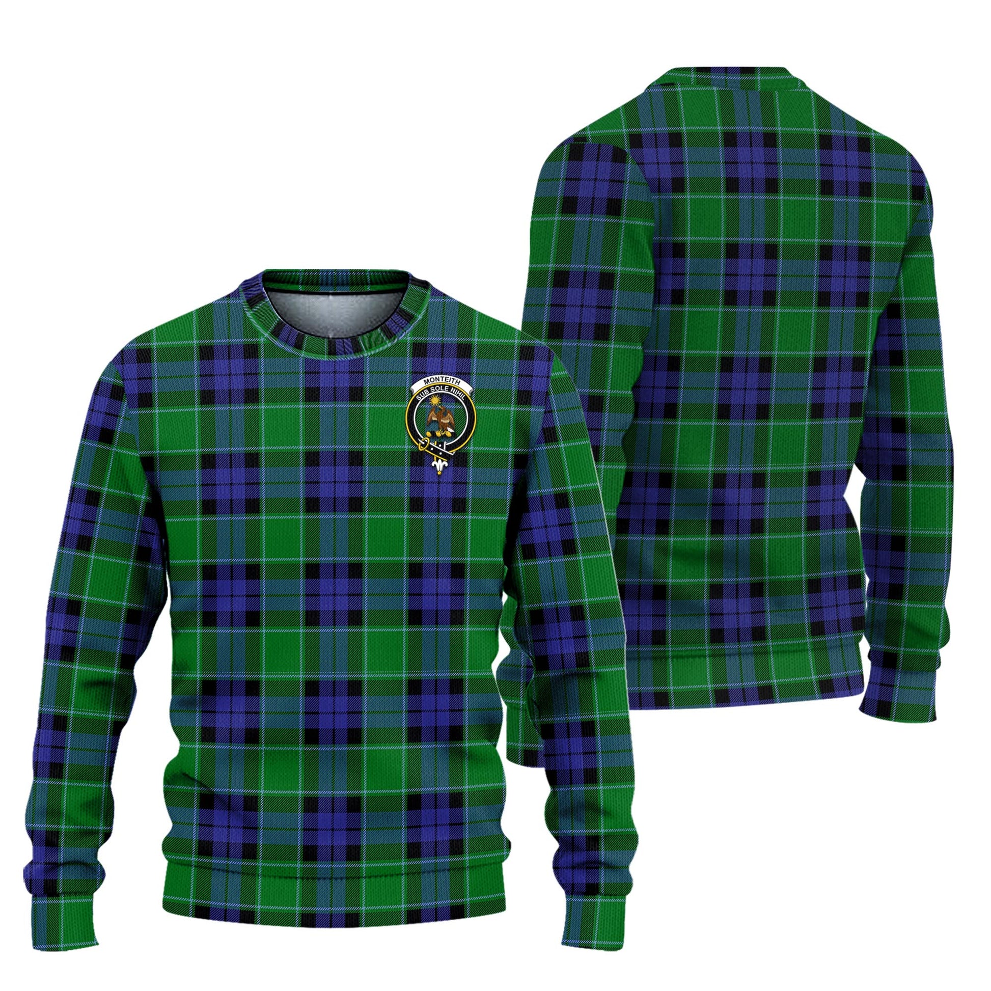 Monteith Tartan Knitted Sweater with Family Crest Unisex - Tartanvibesclothing