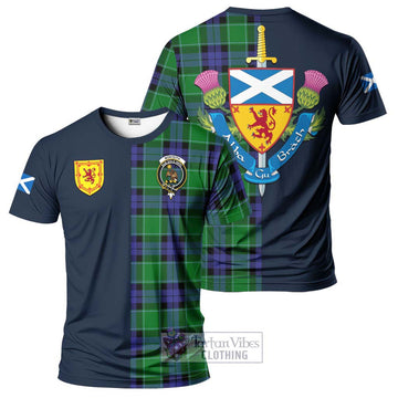 Monteith Tartan T-Shirt Alba with Scottish Lion Royal Arm Half Style