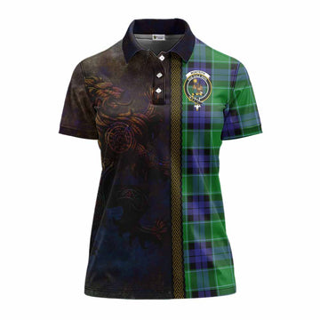 Monteith Tartan Family Crest Women's Polo Shirt Alba Gu Brath Be Brave Lion Ancient Style Women - Tartan Vibes Clothing