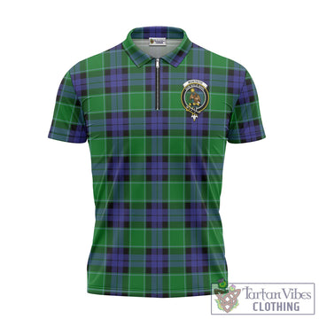 Monteith Tartan Zipper Polo Shirt with Family Crest