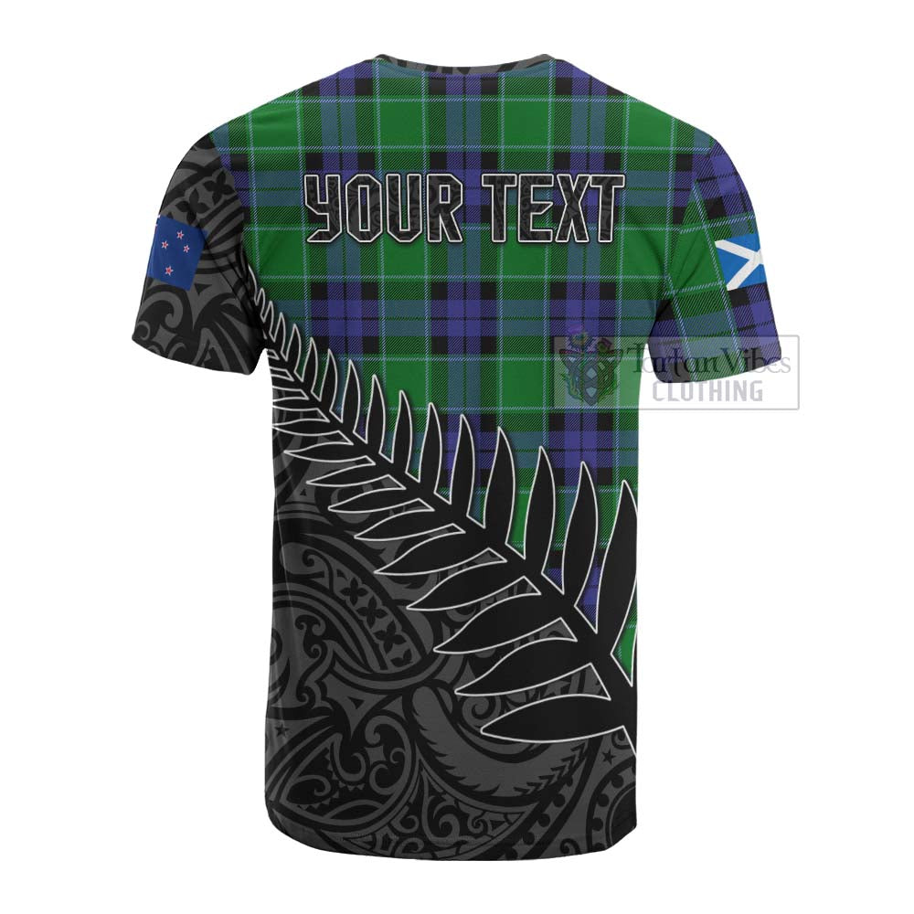 Monteith Crest Tartan Cotton T-shirt with New Zealand Silver Fern Half Style - Tartan Vibes Clothing
