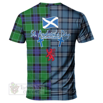 Monteith Tartan T-Shirt Happy St. Andrew's Day Half Tartan Style - Tartan Vibes Clothing