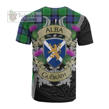 Monteith Tartan Family Crest Cotton T-shirt Lion Rampant Royal Thistle Shield Celtic Inspired - Tartan Vibes Clothing