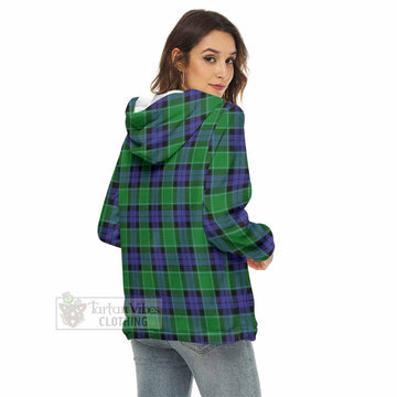 Monteith Tartan Women's Borg Fleece Hoodie with Half Zip - Tartan Vibes Clothing
