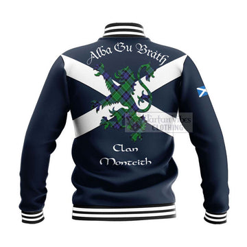 Monteith Tartan Lion Rampant Baseball Jacket Proudly Display Your Heritage with Alba Gu Brath and Clan Name - Tartan Vibes Clothing