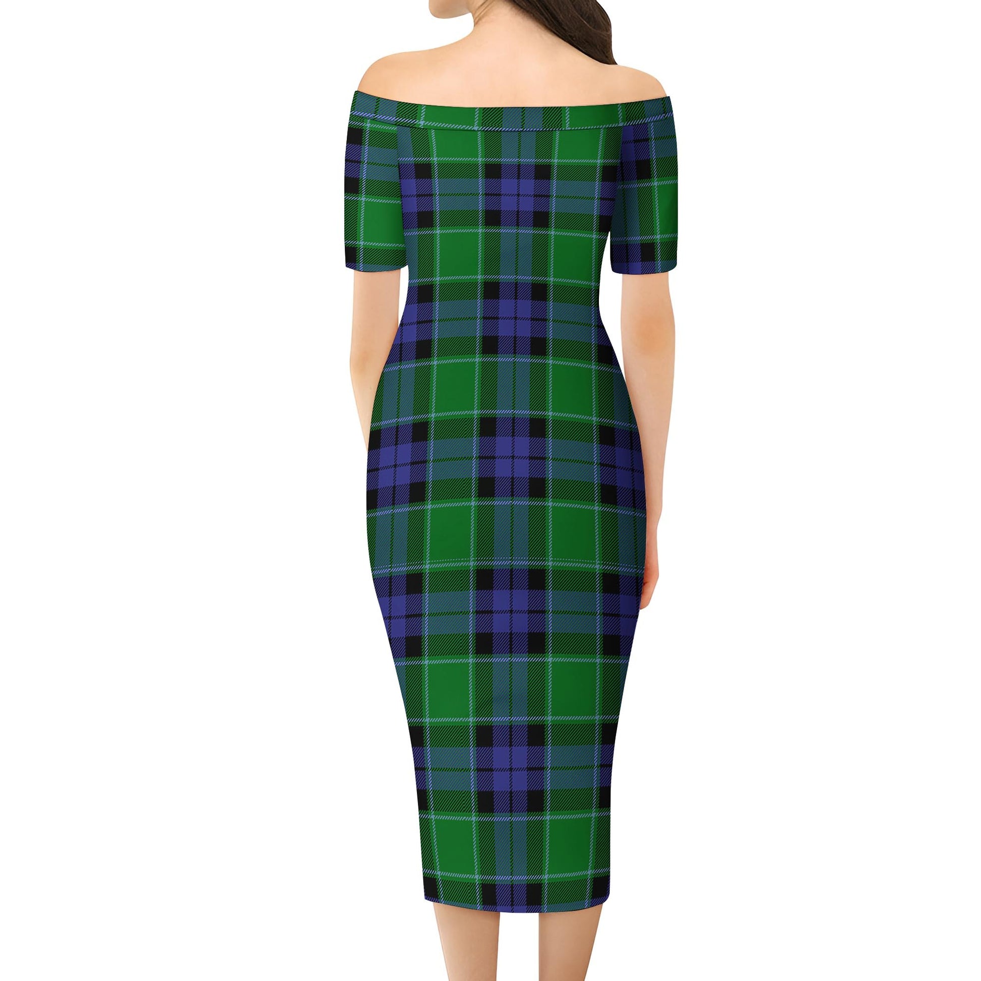 Monteith Tartan Off Shoulder Lady Dress - Tartanvibesclothing