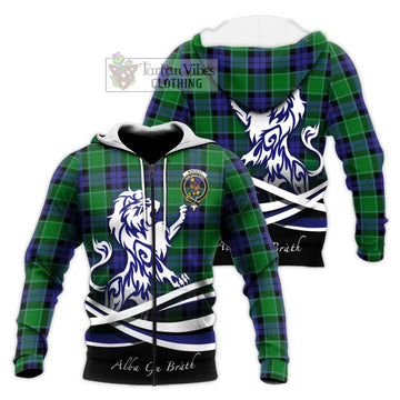 Monteith Tartan Knitted Hoodie with Alba Gu Brath Regal Lion Emblem