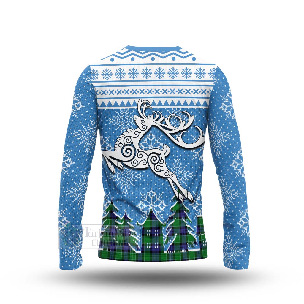 Monteith Clan Christmas Long Sleeve T-Shirt Celtic Reindeer Style - Tartan Vibes Clothing