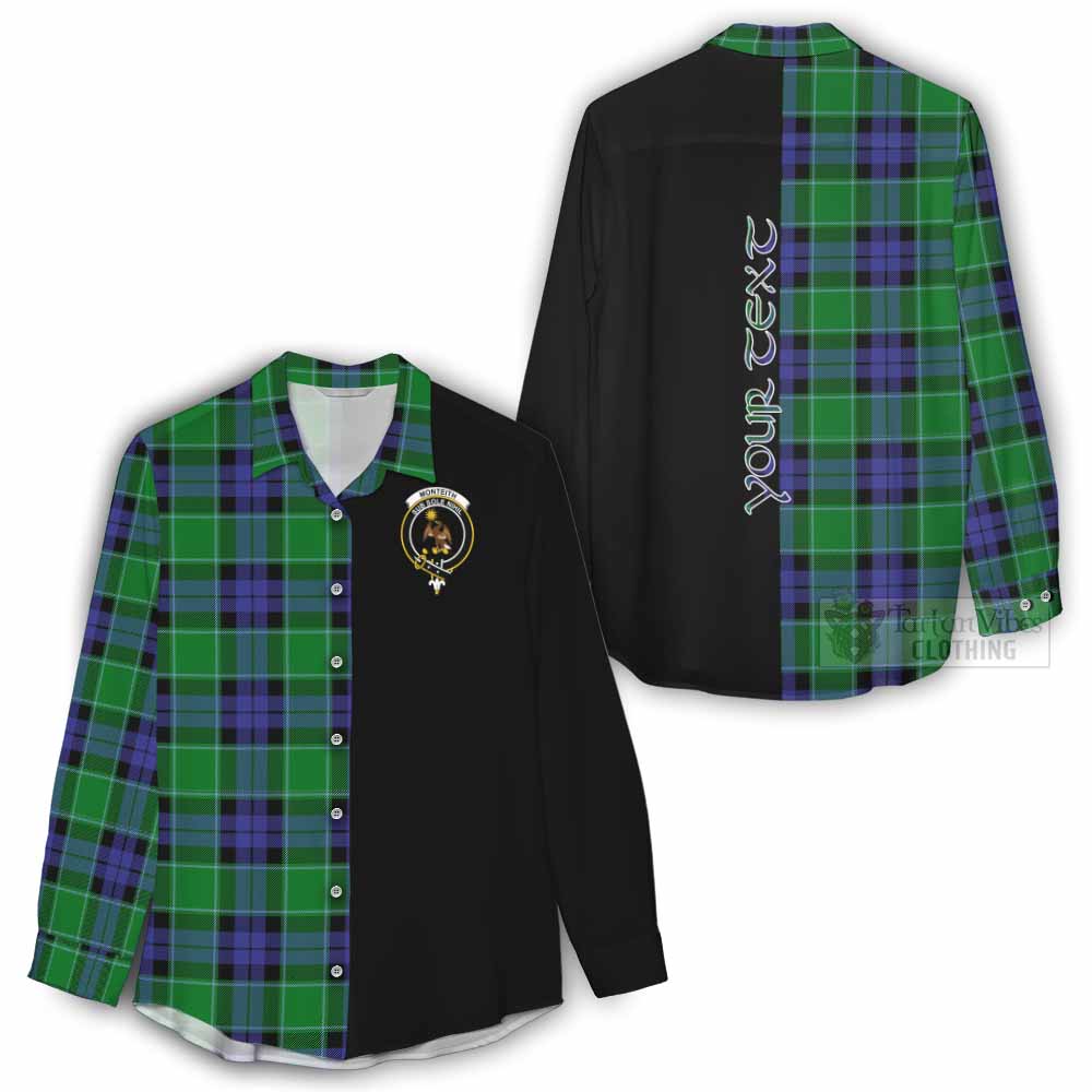 Tartan Vibes Clothing Monteith Tartan Women's Casual Shirt with Family Crest and Half Of Me Style