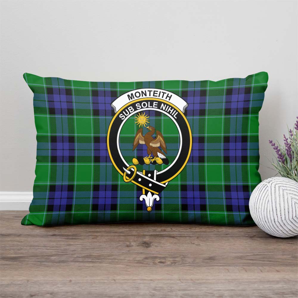 Monteith Tartan Pillow Cover with Family Crest Rectangle Pillow Cover - Tartanvibesclothing