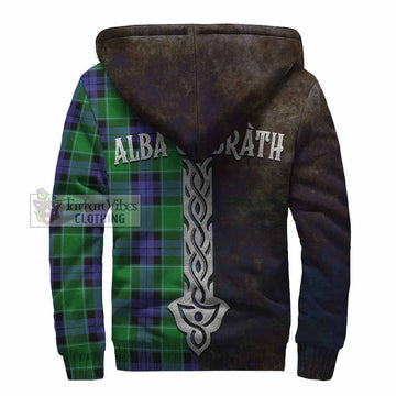 Monteith Tartan Family Crest Sherpa Hoodie Alba Gu Brath Be Brave Lion Ancient Style - Tartan Vibes Clothing